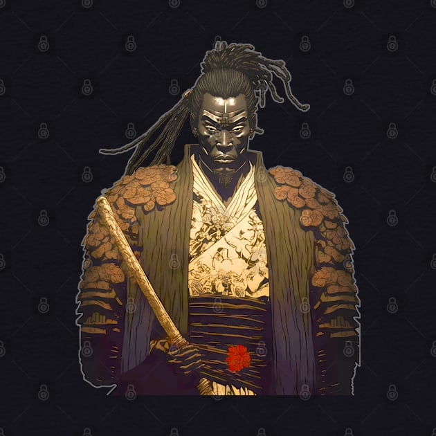 Yasuke the Black Samurai in Feudal Japan (1579) No. 1 on a Dark Background by Puff Sumo